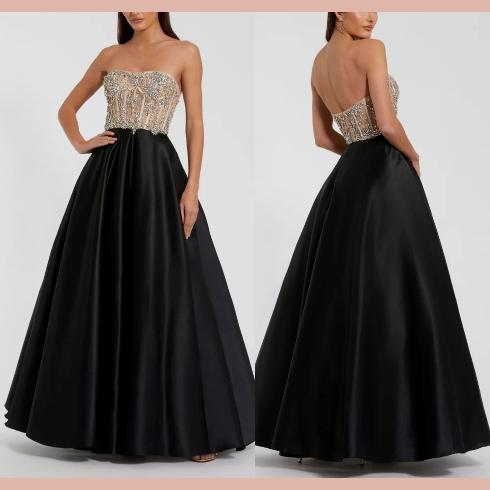 Nwt $898 Mac Duggal [ 12 ] 20701 Strapless Embellished Bustier Ball Gown Black